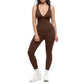 💞50K+ SOLD!🌸High-Stretch V-Neck Jumpsuit – All-day ease for fitness & beyond. Breathable, flexible & effortlessly chic. Your go-to for movement. 🧘‍♀️💫-10