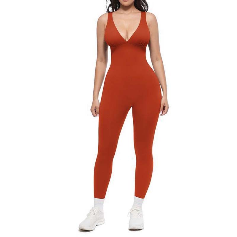 💞50K+ SOLD!🌸High-Stretch V-Neck Jumpsuit – All-day ease for fitness & beyond. Breathable, flexible & effortlessly chic. Your go-to for movement. 🧘‍♀️💫-11