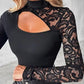 Women's Asymmetrical Cutout Lace Sleeve Top-6