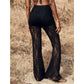 Elegant Lace Flare Pants with High-Waisted Design-1