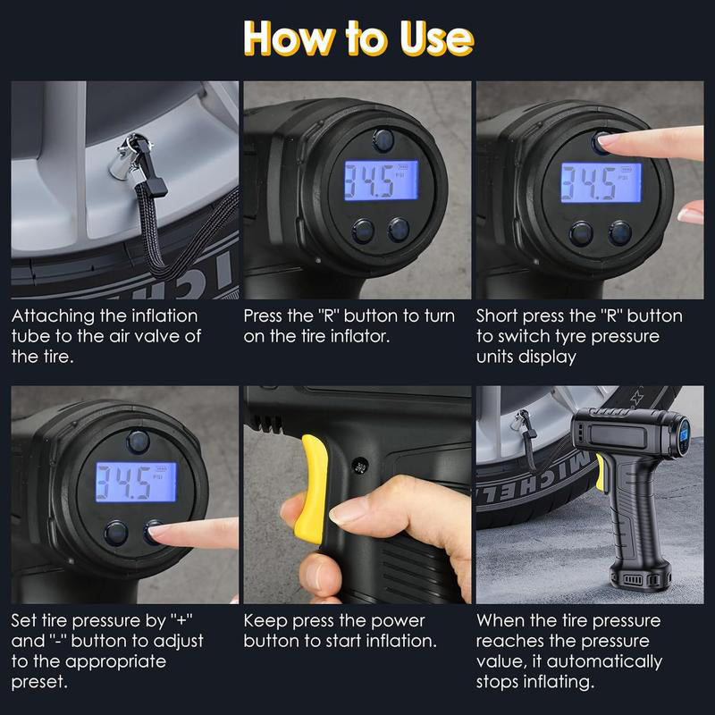 🔥HOT SALE 50%OFF🔥Portable Cordless Air Compressor with Digital Display-5