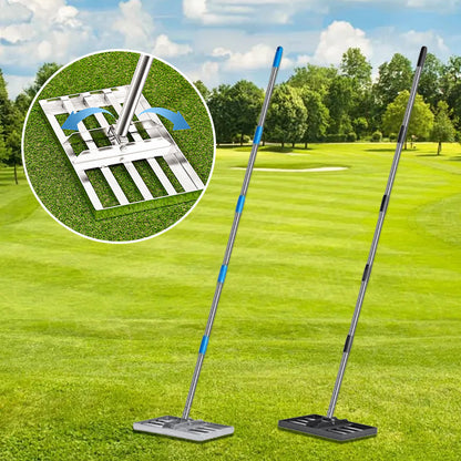 Profi-Rasenrakel aus Edelstahl – 180° Flexibilität, Rutschfester Griff & Schnelles Nivellieren für Garten & Golfplatz