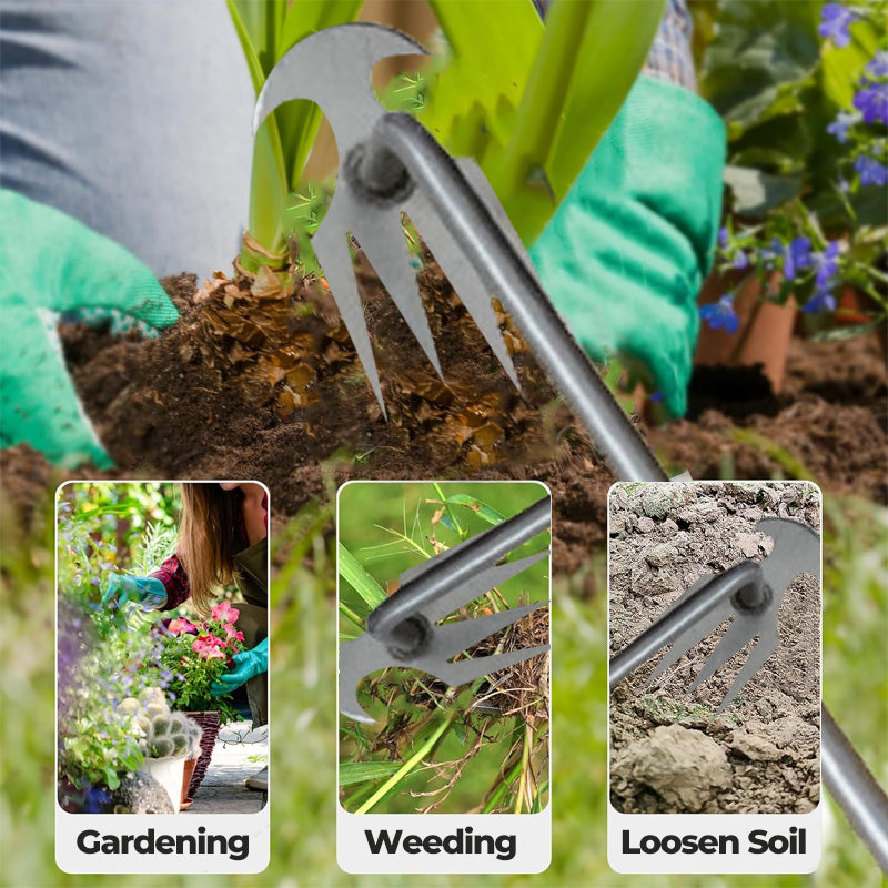 Multifunctional Garden Weeding Forks with Wooden Handle-3