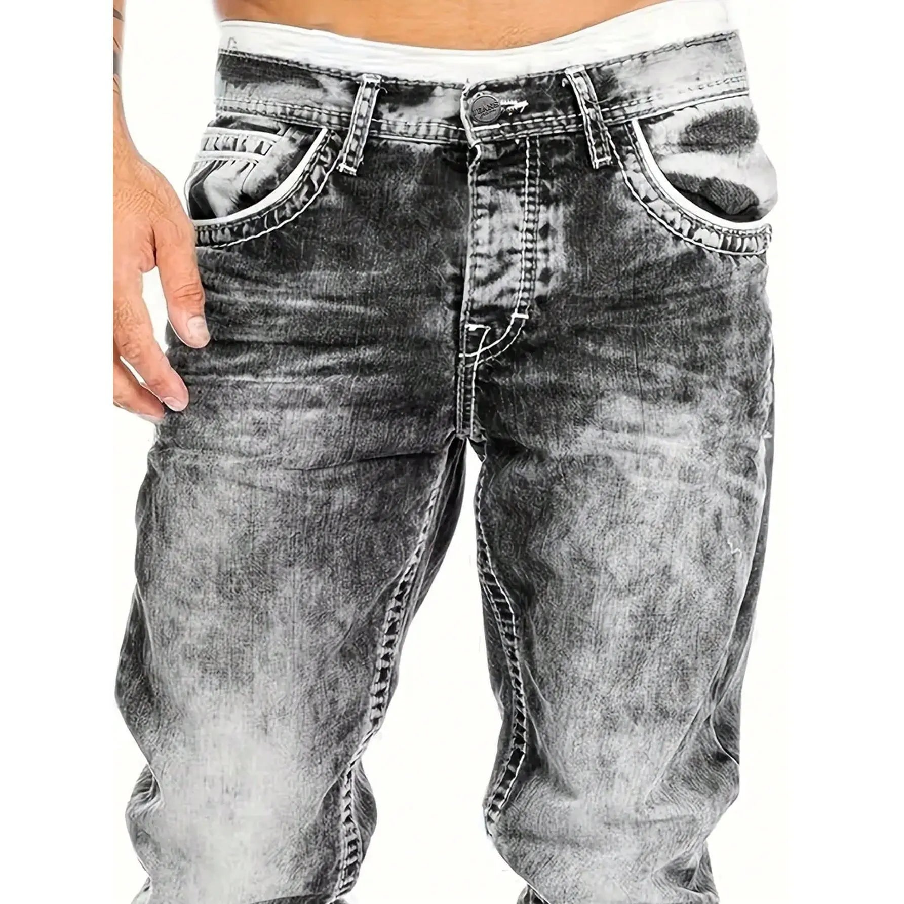 🔥👖 Men's Fashion Creative Stretch Denim Jeans-2
