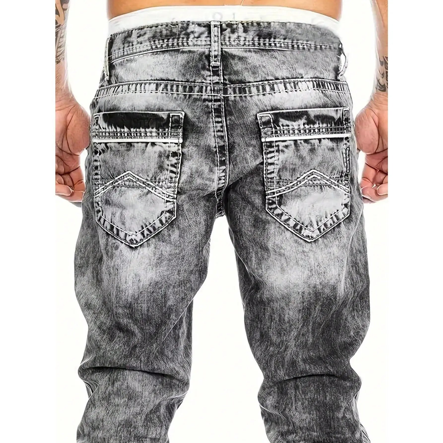 🔥👖 Men's Fashion Creative Stretch Denim Jeans-3