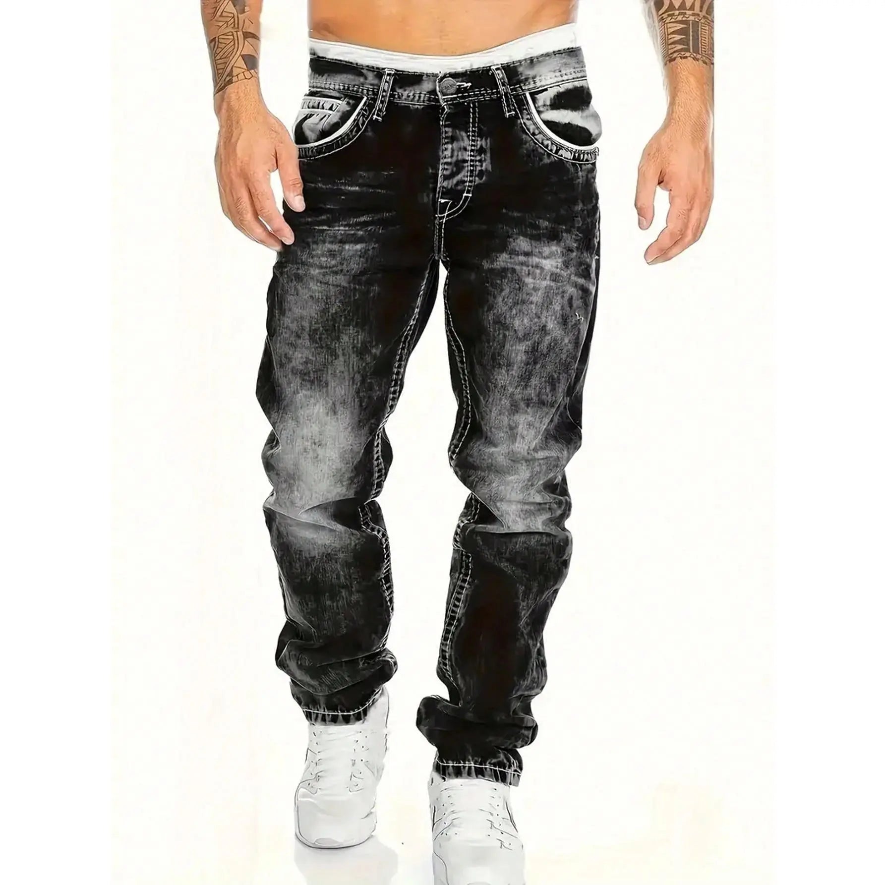 🔥👖 Men's Fashion Creative Stretch Denim Jeans-5