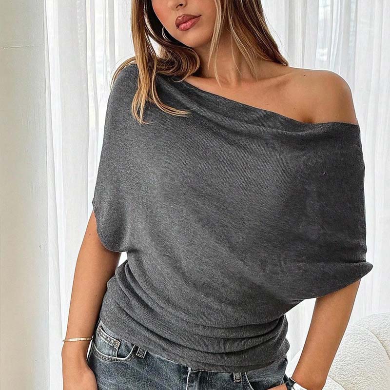 ⏳Limited-time 50% off⏰Women's Asymmetrical Off-Shoulder Batwing Sleeve Top👚-12