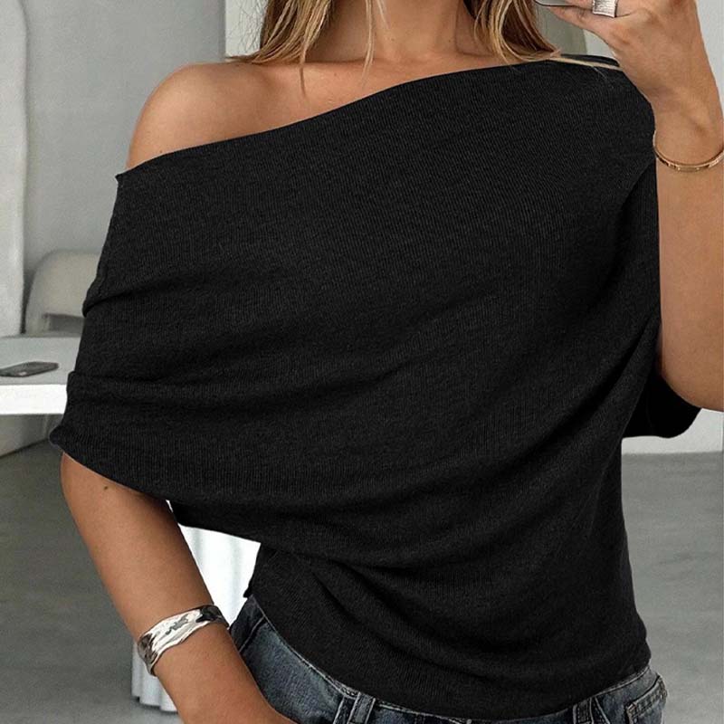⏳Limited-time 50% off⏰Women's Asymmetrical Off-Shoulder Batwing Sleeve Top👚-13