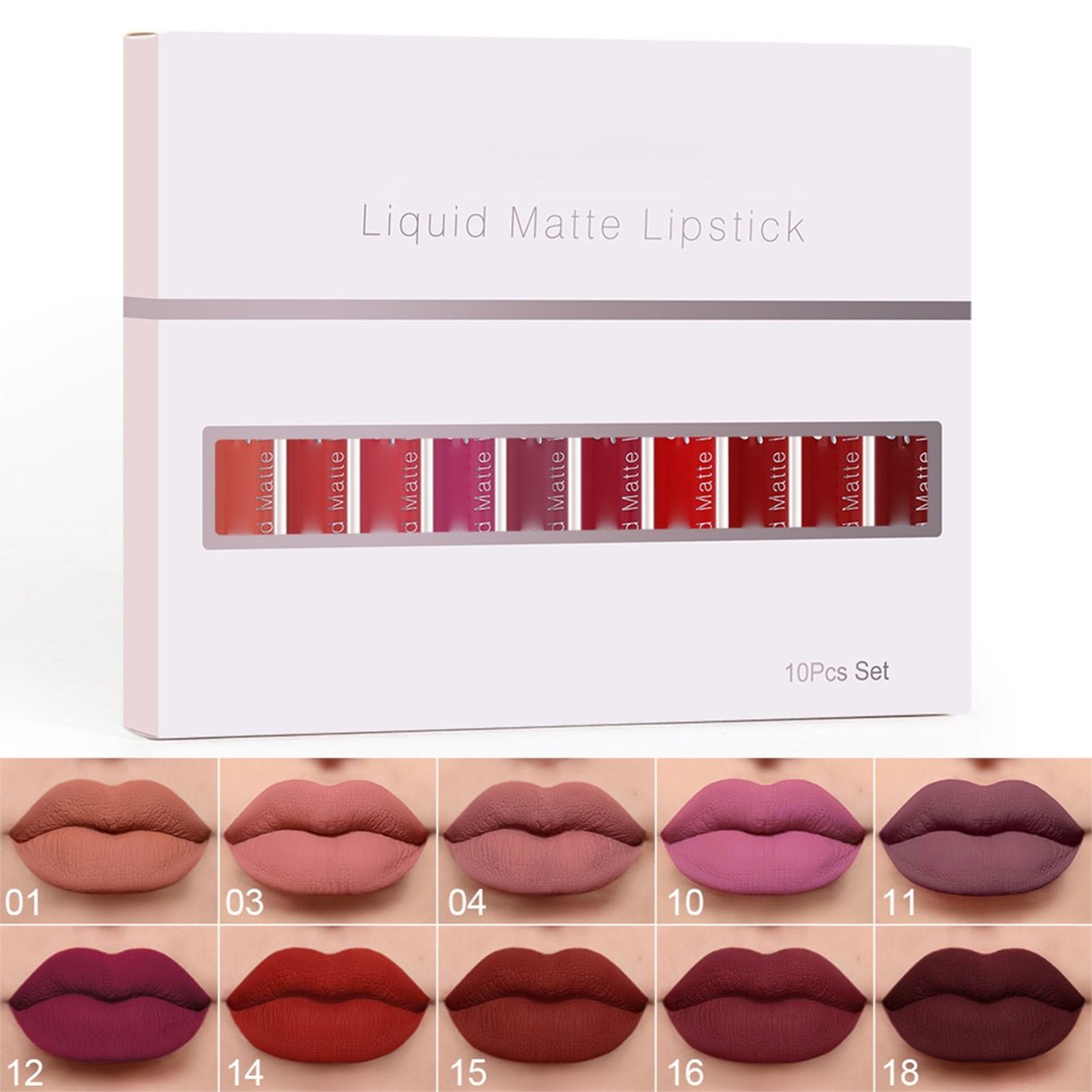 💞10Pcs Matte Waterproof  Long Lasting Lip Gloss-3