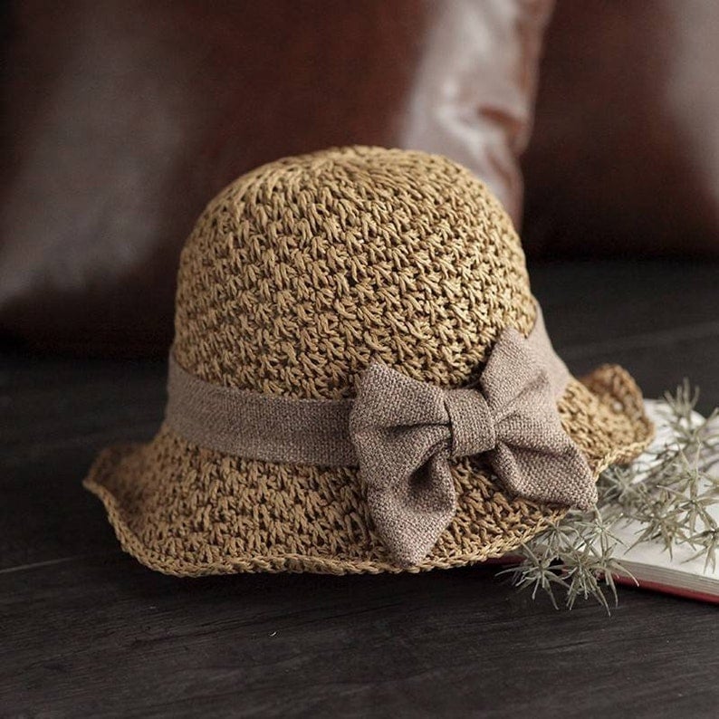 🎀 Hot Sale 50% OFF👒 | Straw Hat with Retro Bow – Foldable & Breathable for Summer-2