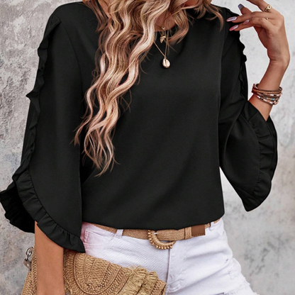 🍂 Women's Ruffle Trim Flowy Sleeve Blouse