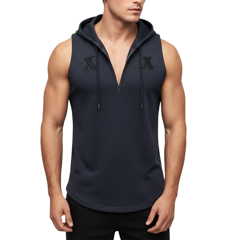 🏋️‍♂️ 50% OFF NOW! 💪 Men's Sleeveless Workout Hoodie Tank – V-Neck & Integrated Hood 🔥-4