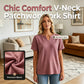 ☀️ Women's Casual V-neck Patchwork Short-Sleeved Shirt-，A Must-Have Top For Easy Everyday Looks