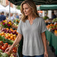 ☀️ Women's Casual V-neck Patchwork Short-Sleeved Shirt-，A Must-Have Top For Easy Everyday Looks