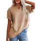 ☀️ Women's Casual V-neck Patchwork Short-Sleeved Shirt-，A Must-Have Top For Easy Everyday Looks