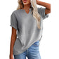 ☀️ Women's Casual V-neck Patchwork Short-Sleeved Shirt-，A Must-Have Top For Easy Everyday Looks