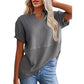 ☀️ Women's Casual V-neck Patchwork Short-Sleeved Shirt-，A Must-Have Top For Easy Everyday Looks