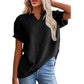 ☀️ Women's Casual V-neck Patchwork Short-Sleeved Shirt-，A Must-Have Top For Easy Everyday Looks