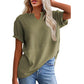 ☀️ Women's Casual V-neck Patchwork Short-Sleeved Shirt-，A Must-Have Top For Easy Everyday Looks