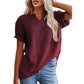 ☀️ Women's Casual V-neck Patchwork Short-Sleeved Shirt-，A Must-Have Top For Easy Everyday Looks