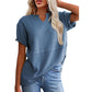☀️ Women's Casual V-neck Patchwork Short-Sleeved Shirt-，A Must-Have Top For Easy Everyday Looks