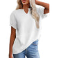 ☀️ Women's Casual V-neck Patchwork Short-Sleeved Shirt-，A Must-Have Top For Easy Everyday Looks