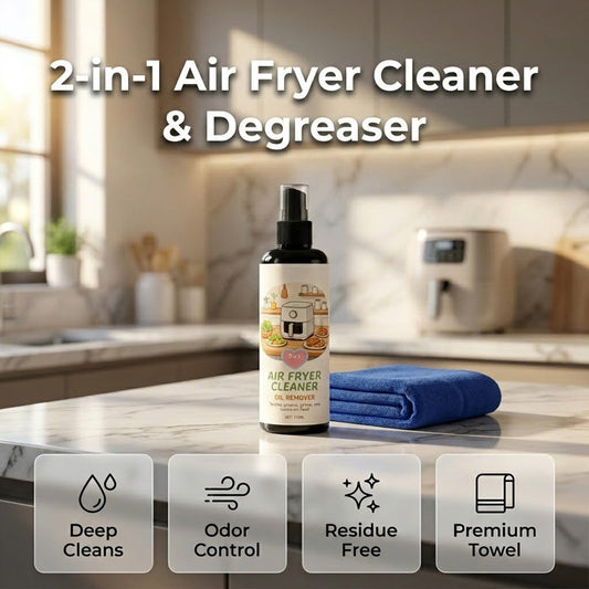 🥳2026 HOT SALE🥳💞50K+ SOLD!🔍✨ 2‑in‑1 Air Fryer Cleaner – Degreases & cleans, safe for non‑stick coatings. Just spray & wipe. Includes towel! 🧼💪