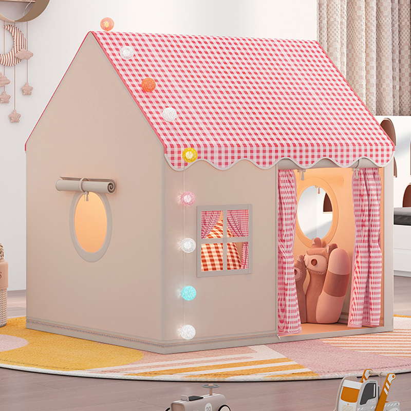 🏰 LIMITED-TIME DISCOUNT!! ✨ Dream Play Tent for Kids – Fairy Lights, Roomy Interior, Gingham Style 🌟-10