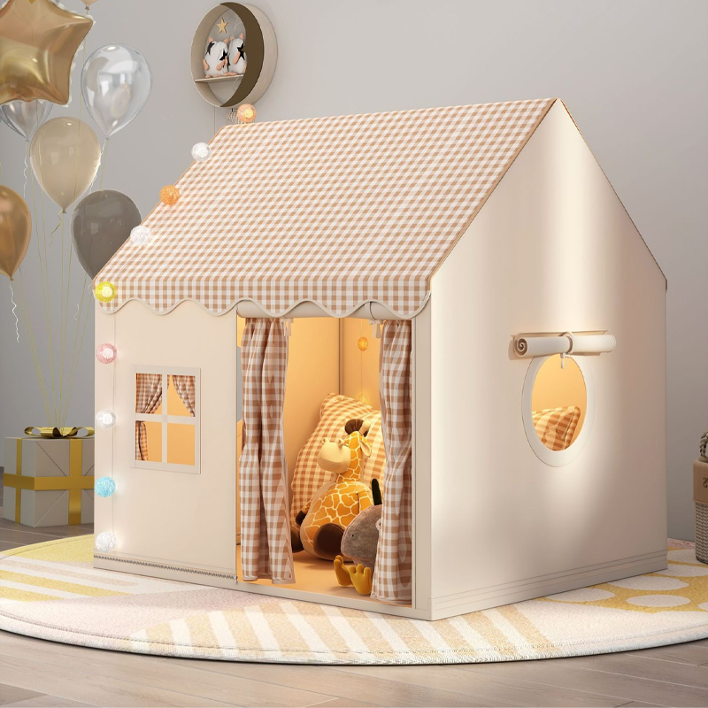 🏰 LIMITED-TIME DISCOUNT!! ✨ Dream Play Tent for Kids – Fairy Lights, Roomy Interior, Gingham Style 🌟-9