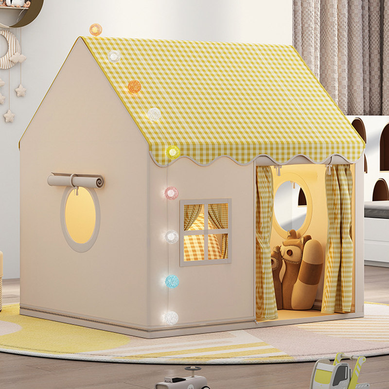🏰 LIMITED-TIME DISCOUNT!! ✨ Dream Play Tent for Kids – Fairy Lights, Roomy Interior, Gingham Style 🌟-11