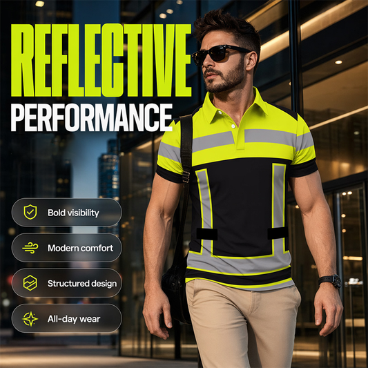 📢 LIMITED TIME! 👕 Men's High Visibility Reflective Short Sleeve Shirt – Neon Blocks & Athletic Fit Cut ⏰