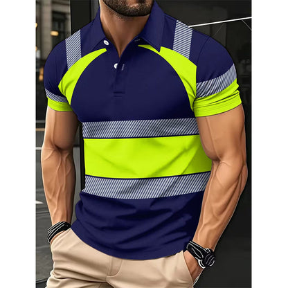 📢 LIMITED TIME! 👕 Men's High Visibility Reflective Short Sleeve Shirt – Neon Blocks & Athletic Fit Cut ⏰