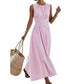 ⏳Limited-time ⏰Women Casual Striped Maxi Dress Sleeveless🎀👗