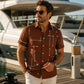 ☀️👔 LIMITED-TIME  ! Men’s Geometric Print Relaxed-Fit Button-Down Shirt – Soft Summer Feel, Roomy Comfort & Vacation-Ready Style ✨