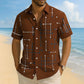 ☀️👔 LIMITED-TIME  ! Men’s Geometric Print Relaxed-Fit Button-Down Shirt – Soft Summer Feel, Roomy Comfort & Vacation-Ready Style ✨