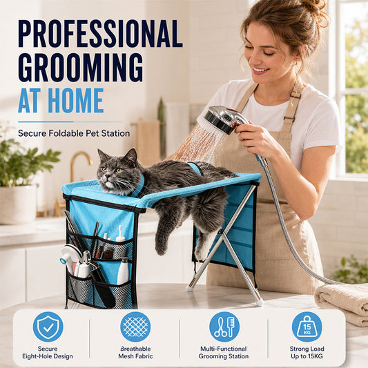 🐾 Foldable Pet Grooming Station – Safe & Comfortable Bathing Bed For Dogs & Cats