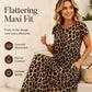 ⏳🔥LIMITED-TIME ! ⏰Women's Leopard Print Maxi Dress with Pockets Casual Short Sleeve Long Dress