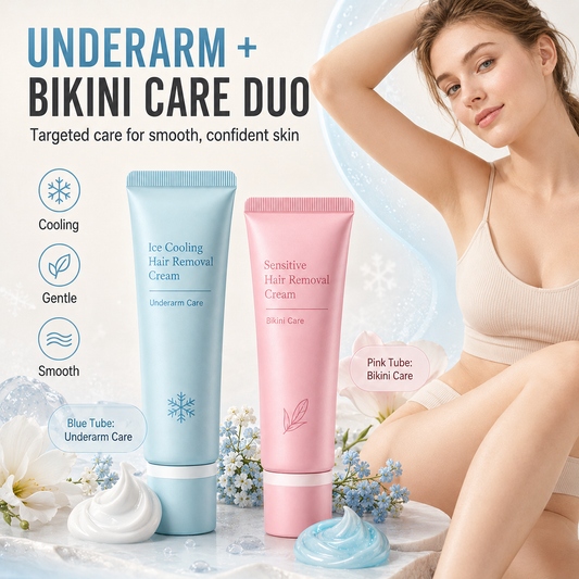 🥳🪒 Gentle Hair Removal Cream – Dual‑care for underarms & bikini area. Plant extracts soothe & moisturise – removes hair without irritation! ✨🛡️