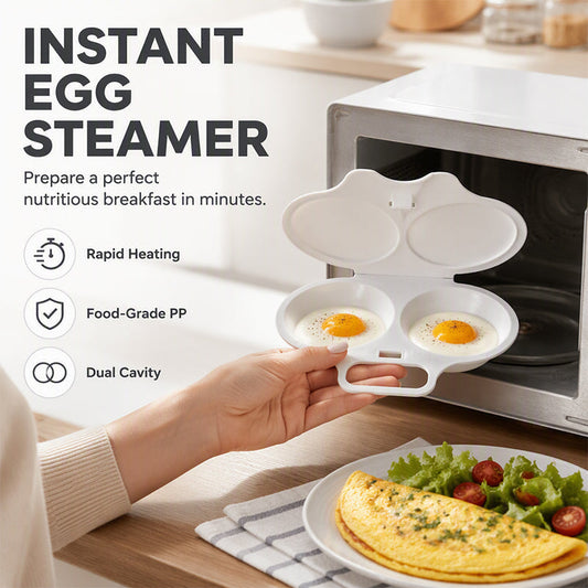 ⏰Last Day Special Price ￡9.99‼️⏰ Microwave Egg Poacher – Dual-Cavity Steamer, Rapid Heating, Non-Stick PP – Ideal for Home, Office & Travel! 🔥