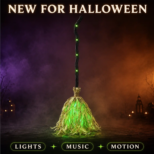 ✨ Halloween Electric Witch Broom Decoration🔮 Create A Haunted House Atmosphere In Seconds