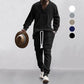 🍂 Men's 2-Piece V-Neck Baggy Sweatshirt & Joggers Set