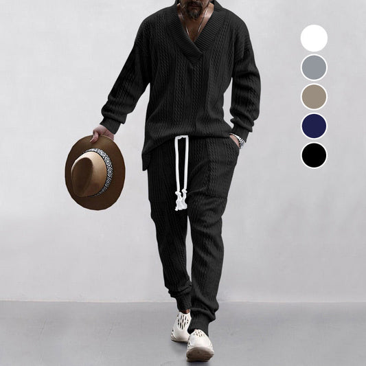 🍂 Men's 2-Piece V-Neck Baggy Sweatshirt & Joggers Set