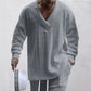 🍂 Men's 2-Piece V-Neck Baggy Sweatshirt & Joggers Set