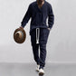 🍂 Men's 2-Piece V-Neck Baggy Sweatshirt & Joggers Set