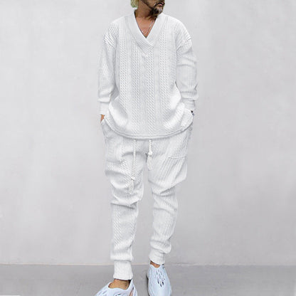🍂 Men's 2-Piece V-Neck Baggy Sweatshirt & Joggers Set