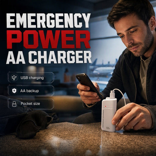 ⚡️ Portable Emergency Phone Charger AA Battery Powered Power Bank with LED Flashlight