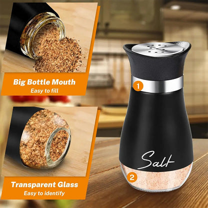 🔥🔥🔥 HOT SALE ！！ ! 🐧 Penguin Design Salt and Pepper Shaker Set, Transparent Glass Bottom Seasoning Dispenser, Large‑Mouth Refillable Spice Container for Kitchen Countertop