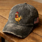 🧢 Retro Rooster Print Baseball Cap 🖤 Casual Everyday Baseball Cap