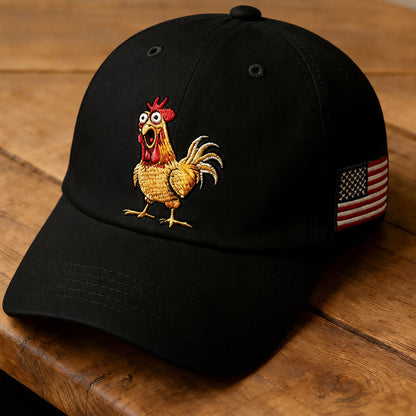 🧢 Retro Rooster Print Baseball Cap 🖤 Casual Everyday Baseball Cap
