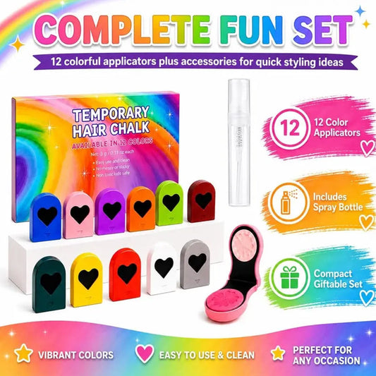 🌈 Temporary Hair Chalk Color Set 🌸 Instant Hair Makeover Without Dye